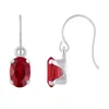 Glistening Jewels 10k Gold 6x4mm Oval Created Ruby Drop Earrings In Red