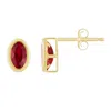 Glistening Jewels 10k Gold 6x4mm Oval Created Ruby Stud Earrings In Red