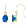 Glistening Jewels 10k Gold 6x4mm Oval Created Sapphire Drop Earrings In Burgundy