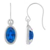 Glistening Jewels 10k Gold 6x4mm Oval Created Sapphire Drop Earrings In Metallic