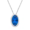 Glistening Jewels 10k Gold 6x4mm Oval Created Sapphire Pendant Necklace In Blue
