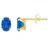 Glistening Jewels 10k Gold 6x4mm Oval Created Sapphire Stud Earrings In Blue