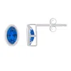 Glistening Jewels 10k Gold 6x4mm Oval Created Sapphire Stud Earrings In Metallic