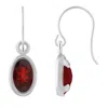Glistening Jewels 10k Gold 6x4mm Oval Garnet Drop Earrings In Red