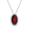 Glistening Jewels 10k Gold 6x4mm Oval Garnet Pendant Necklace In Metallic
