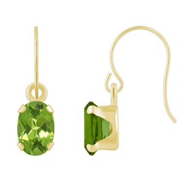 Glistening Jewels 10k Gold 6x4mm Oval Peridot Drop Earrings