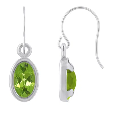 Glistening Jewels 10k Gold 6x4mm Oval Peridot Drop Earrings In Green