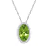 Glistening Jewels 10k Gold 6x4mm Oval Peridot Pendant Necklace In Green