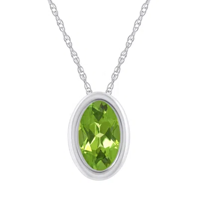 Glistening Jewels 10k Gold 6x4mm Oval Peridot Pendant Necklace In Green