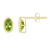 Glistening Jewels 10k Gold 6x4mm Oval Peridot Stud Earrings In Gold