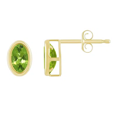 Glistening Jewels 10k Gold 6x4mm Oval Peridot Stud Earrings