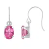 Glistening Jewels 10k Gold 6x4mm Oval Pink Topaz Drop Earrings In Pink