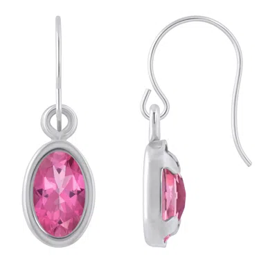 Glistening Jewels 10k Gold 6x4mm Oval Pink Topaz Drop Earrings In Multi