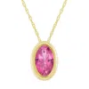Glistening Jewels 10k Gold 6x4mm Oval Pink Topaz Pendant Necklace In Gold