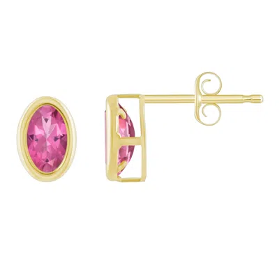 Glistening Jewels 10k Gold 6x4mm Oval Pink Topaz Stud Earrings