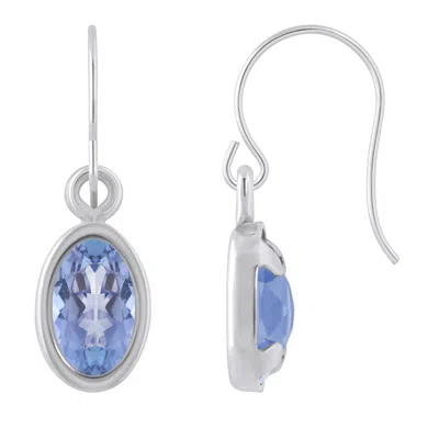 Glistening Jewels 10k Gold 6x4mm Oval Tanzanite Drop Earrings In Metallic