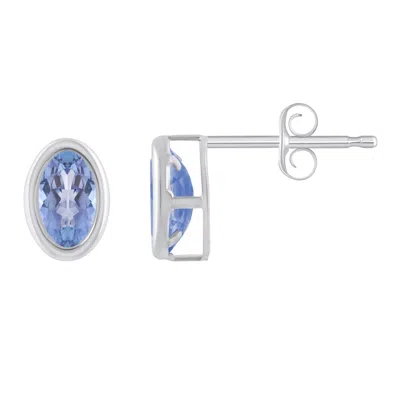 Glistening Jewels 10k Gold 6x4mm Oval Tanzanite Stud Earrings In Metallic