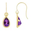 Glistening Jewels 10k Gold 6x4mm Pear Shape Amethyst Drop Earrings In Gold