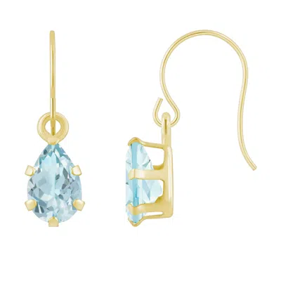 Glistening Jewels 10k Gold 6x4mm Pear Shape Aquamarine Drop Earrings