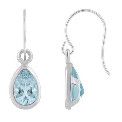 Glistening Jewels 10k Gold 6x4mm Pear Shape Aquamarine Drop Earrings In Blue