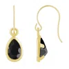 Glistening Jewels 10k Gold 6x4mm Pear Shape Black Onyx Drop Earrings In Gold