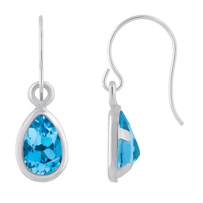 Glistening Jewels 10k Gold 6x4mm Pear Shape Blue Topaz Drop Earrings