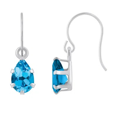 Glistening Jewels 10k Gold 6x4mm Pear Shape Blue Topaz Drop Earrings In Multi