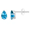 Glistening Jewels 10k Gold 6x4mm Pear Shape Blue Topaz Stud Earrings In Brown