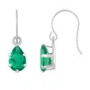Glistening Jewels 10k Gold 6x4mm Pear Shape Created Emerald Drop Earrings In Brown