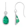 Glistening Jewels 10k Gold 6x4mm Pear Shape Created Emerald Drop Earrings In Metallic