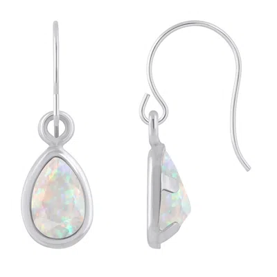 Glistening Jewels 10k Gold 6x4mm Pear Shape Created Opal Drop Earrings In Metallic
