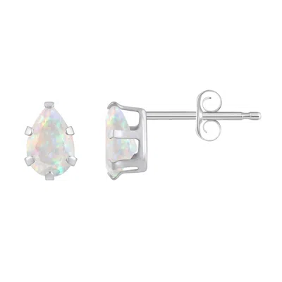 Glistening Jewels 10k Gold 6x4mm Pear Shape Created Opal Stud Earrings In Brown