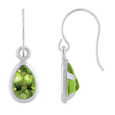 Glistening Jewels 10k Gold 6x4mm Pear Shape Peridot Drop Earrings In Multi