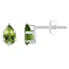 Glistening Jewels 10k Gold 6x4mm Pear Shape Peridot Stud Earrings In Green