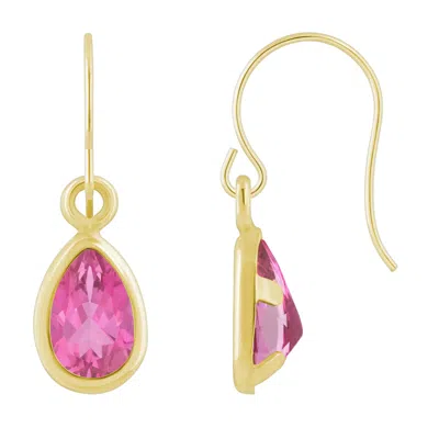 Glistening Jewels 10k Gold 6x4mm Pear Shape Pink Topaz Drop Earrings