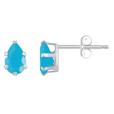 Glistening Jewels 10k Gold 6x4mm Pear Shape Turquoise Stud Earrings In Brown