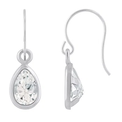 Glistening Jewels 10k Gold 6x4mm Pear Shape White Topaz Drop Earrings In Metallic