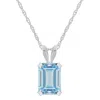 Glistening Jewels 10k Gold 7x5mm Emerald Cut Aquamarine Pendant Necklace In Multi