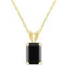 Glistening Jewels 10k Gold 7x5mm Emerald Cut Black Onyx Pendant Necklace In Multi