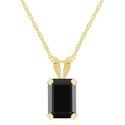 Glistening Jewels 10k Gold 7x5mm Emerald Cut Black Onyx Pendant Necklace In Multi