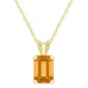 Glistening Jewels 10k Gold 7x5mm Emerald Cut Citrine Pendant Necklace In Multi