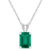 Glistening Jewels 10k Gold 7x5mm Emerald Cut Created Emerald Pendant Necklace In Multi