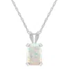 Glistening Jewels 10k Gold 7x5mm Emerald Cut Created Opal Pendant Necklace In Multi