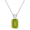 Glistening Jewels 10k Gold 7x5mm Emerald Cut Peridot Pendant Necklace In Multi