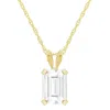 Glistening Jewels 10k Gold 7x5mm Emerald Cut White Topaz Pendant Necklace In Multi