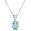 Glistening Jewels 10k Gold 7x5mm Oval Aquamarine Pendant Necklace In Multi