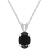 Glistening Jewels 10k Gold 7x5mm Oval Black Onyx Pendant Necklace In Multi