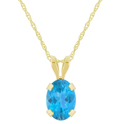 Glistening Jewels 10k Gold 7x5mm Oval Blue Topaz Pendant Necklace In Brown
