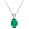 Glistening Jewels 10k Gold 7x5mm Oval Created Emerald Pendant Necklace In Multi