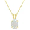 Glistening Jewels 10k Gold 7x5mm Oval Created Opal Pendant Necklace In Multi